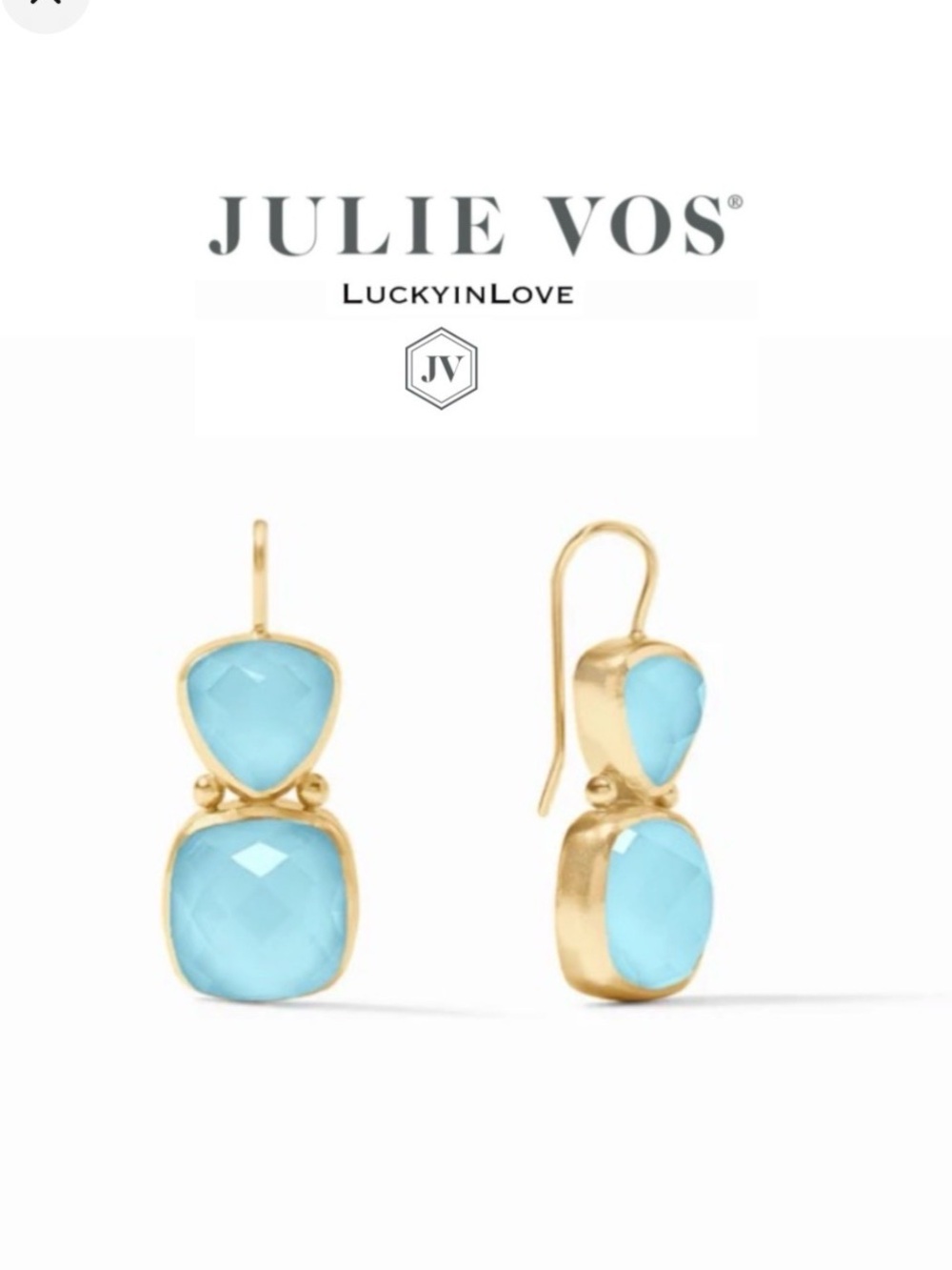 JULIE VOS® • Aquitaine Iridescent Capri Blue Double Drop Faceted Earrings